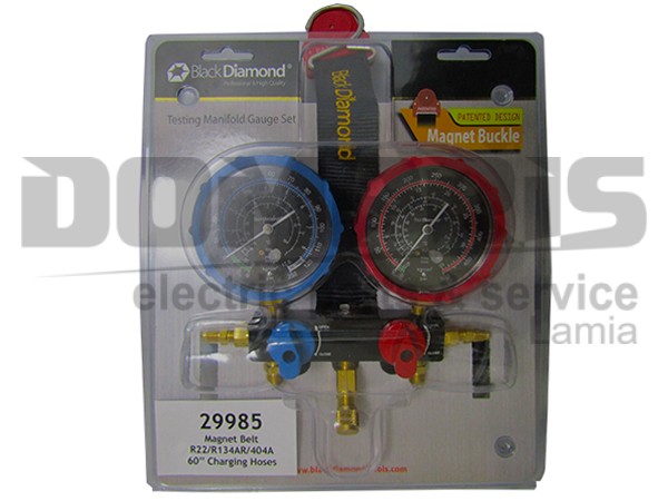 ΜΑΝΟΜΕΤΡΑ ΣΕΤ ΜΕ ΛΑΣΤΙΧΑ 120MM R22/R134/R404 BALL VALVE BLACK DIAMOND 1