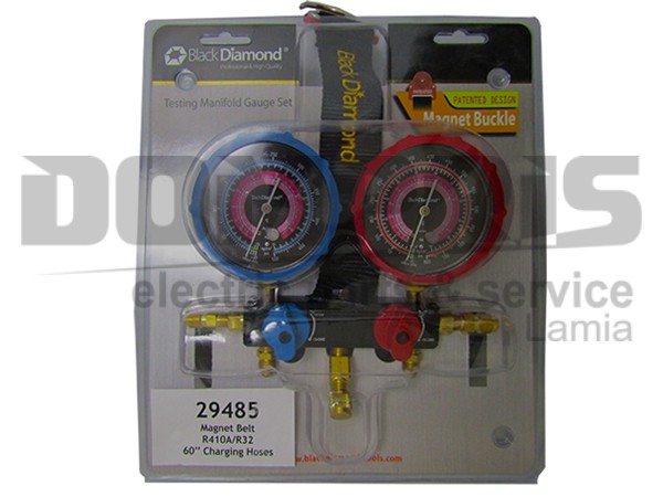 ΜΑΝΟΜΕΤΡΑ ΣΕΤ ΜΕ ΛΑΣΤΙΧΑ 120ΜΜ R410/R32 BALL VALVE BLACK DIAMOND 1